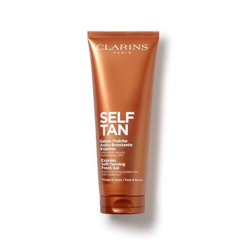 Clarins Self-Tanning Gel - Quick Drying Self Tanner for Face and Body, Buildable Streak-Free Natural Sun-Kissed Glow, 24H Hydration, Aloe Vera & Glycerin, 4.5 oz Avelisse
