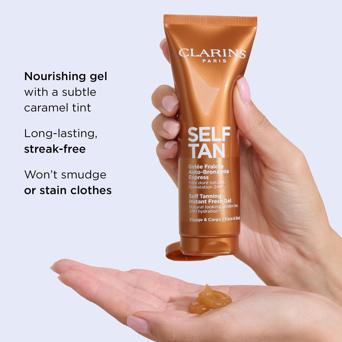 Clarins Self-Tanning Gel - Quick Drying Self Tanner for Face and Body, Buildable Streak-Free Natural Sun-Kissed Glow, 24H Hydration, Aloe Vera & Glycerin, 4.5 oz Avelisse