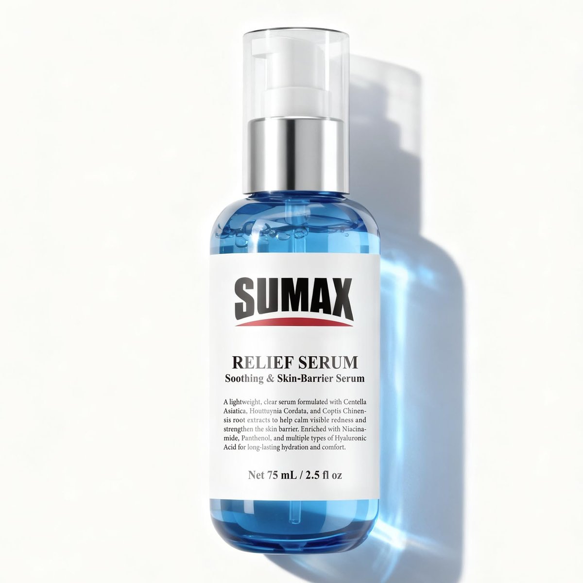 SUMAX Relief Serum - Face Serum with Centella + Hyaluronic Acid for Sensitive & Blemish-Prone Skin, Soothes Redness, Supports Skin Barrier, Lightweight Non-Sticky, 2.5 fl oz (75 mL) Avelisse