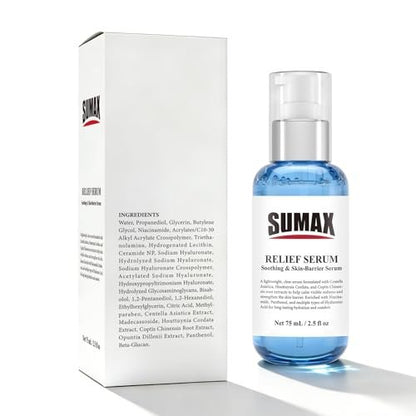 SUMAX Relief Serum - Face Serum with Centella + Hyaluronic Acid for Sensitive & Blemish-Prone Skin, Soothes Redness, Supports Skin Barrier, Lightweight Non-Sticky, 2.5 fl oz (75 mL) Avelisse