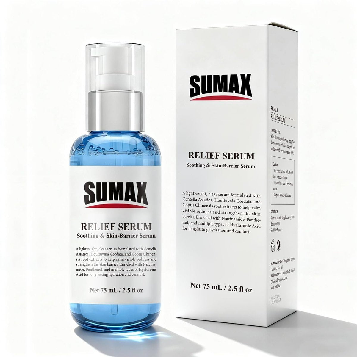 SUMAX Relief Serum - Face Serum with Centella + Hyaluronic Acid for Sensitive & Blemish-Prone Skin, Soothes Redness, Supports Skin Barrier, Lightweight Non-Sticky, 2.5 fl oz (75 mL) Avelisse