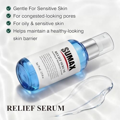 SUMAX Relief Serum - Face Serum with Centella + Hyaluronic Acid for Sensitive & Blemish-Prone Skin, Soothes Redness, Supports Skin Barrier, Lightweight Non-Sticky, 2.5 fl oz (75 mL) Avelisse