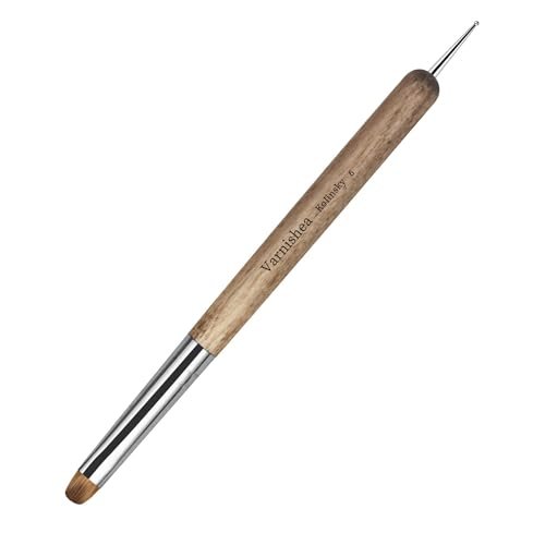 varnishea Kolinsky French Tip Nail Art Brush - Size 6, Solid Wood Handle, Professional Gel & Acrylic Nail Dotting Tool for Manicure Clean Up - görsel 2