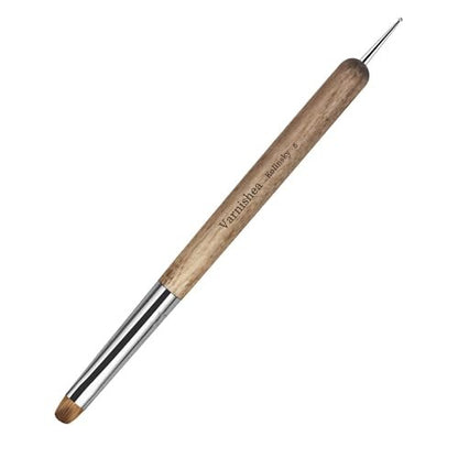 varnishea Kolinsky French Tip Nail Art Brush - Size 6, Solid Wood Handle, Professional Gel & Acrylic Nail Dotting Tool for Manicure Clean Up