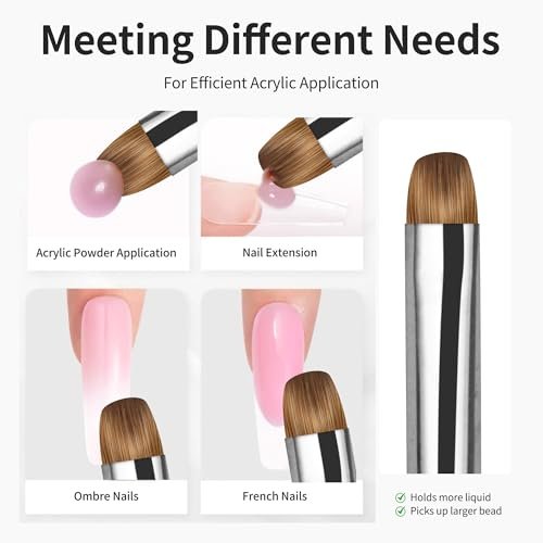 varnishea Kolinsky French Tip Nail Art Brush - Size 6, Solid Wood Handle, Professional Gel & Acrylic Nail Dotting Tool for Manicure Clean Up - görsel 8