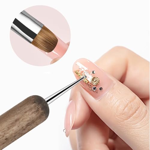 varnishea Kolinsky French Tip Nail Art Brush - Size 6, Solid Wood Handle, Professional Gel & Acrylic Nail Dotting Tool for Manicure Clean Up - görsel 10