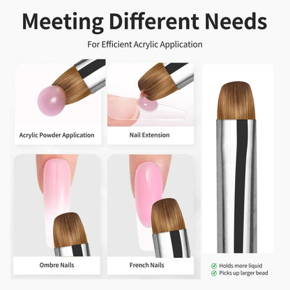 varnishea Kolinsky French Tip Nail Art Brush - Size 6, Solid Wood Handle, Professional Gel & Acrylic Nail Dotting Tool for Manicure Clean Up