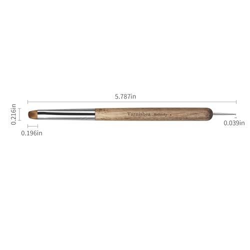 varnishea Kolinsky French Tip Nail Art Brush - Size 6, Solid Wood Handle, Professional Gel & Acrylic Nail Dotting Tool for Manicure Clean Up - görsel 4