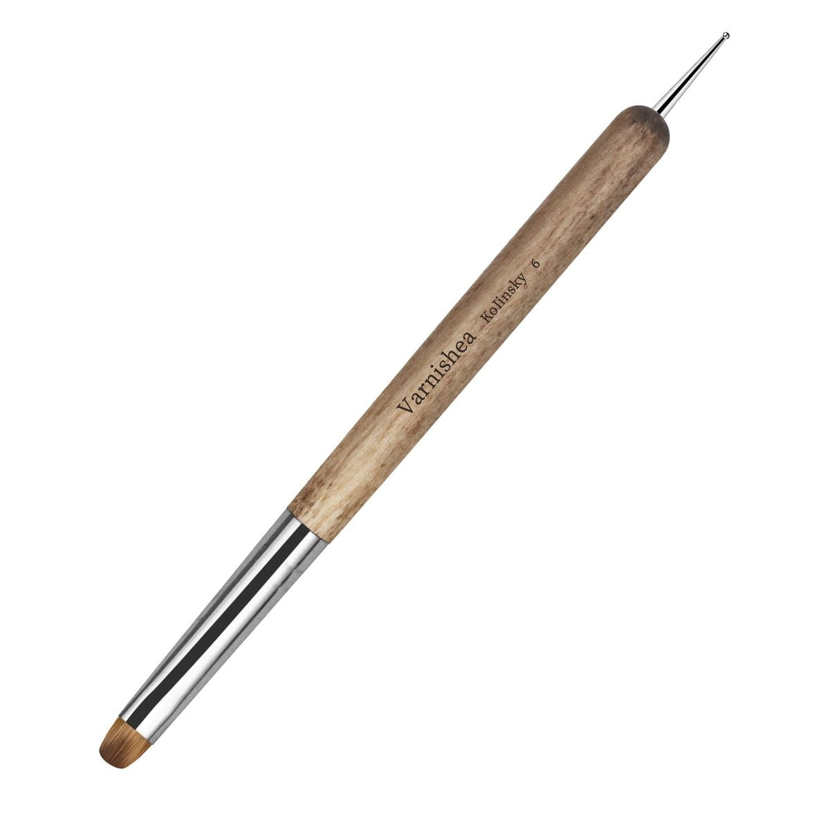 varnishea Kolinsky French Tip Nail Art Brush - Size 6, Solid Wood Handle, Professional Gel & Acrylic Nail Dotting Tool for Manicure Clean Up - görsel 1