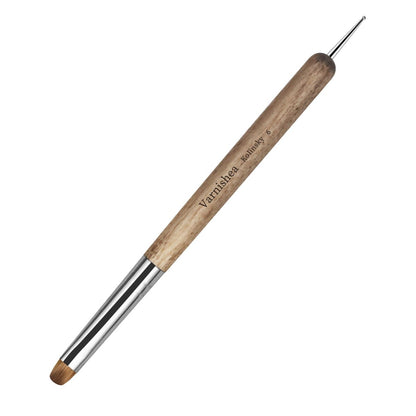 varnishea Kolinsky French Tip Nail Art Brush - Size 6, Solid Wood Handle, Professional Gel & Acrylic Nail Dotting Tool for Manicure Clean Up