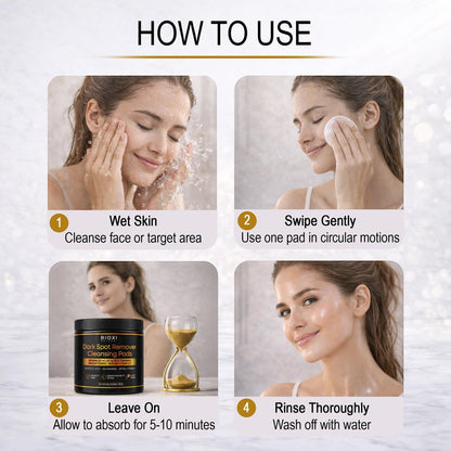 Dark Spot Remover Cleansing Pads with Kojic Acid & Turmeric - Advanced Korean Brightening Serum Complex with Glycolic Acid, Niacinamide, Retinol & Vitamin C for Face & Body - 60 Hypoallergenic Pads Avelisse
