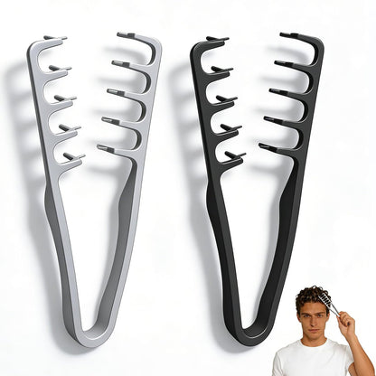 2 Pcs Texture Comb for Men - Upgrade Voluminous Wide-Toothed Hair Comb for Maximum Lift Roots Volume Tool, ABS Plastic with Textured Grip (Black + Grey)