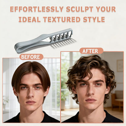 2 Pcs Texture Comb for Men - Upgrade Voluminous Wide-Toothed Hair Comb for Maximum Lift Roots Volume Tool, ABS Plastic with Textured Grip (Black + Grey)