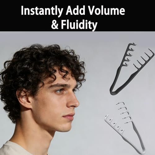 2 Pcs Texture Comb for Men - Upgrade Voluminous Wide-Toothed Hair Comb for Maximum Lift Roots Volume Tool, ABS Plastic with Textured Grip (Black + Grey) - görsel 12