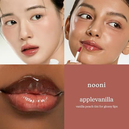 NOONI Korean Lip Oil - Applevanilla | Long-Lasting Moisturizing Lip Stain | Hydrating & Plumping | Crystal Clear Finish