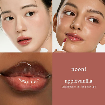 NOONI Korean Lip Oil - Applevanilla | Long-Lasting Moisturizing Lip Stain | Hydrating & Plumping | Crystal Clear Finish