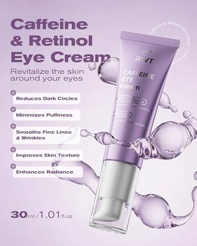 8% Caffeine Eye Cream & Retinol Under Eye Serum – Reduce Dark Circles, Puffiness, Wrinkles & Fine Lines – Anti-Aging Eye Treatment (1.01 Fl Oz) Avelisse