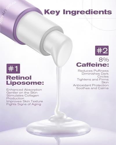8% Caffeine Eye Cream & Retinol Under Eye Serum – Reduce Dark Circles, Puffiness, Wrinkles & Fine Lines – Anti-Aging Eye Treatment (1.01 Fl Oz) Avelisse