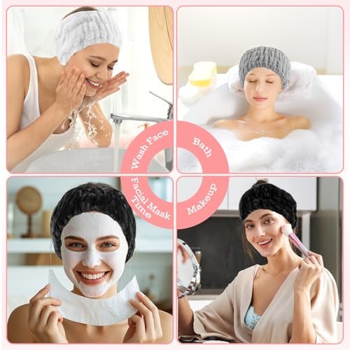 Khrgovd 3-Pack Soft Terry Cloth Spa Headbands for Women – Absorbent Hairband for Facial Cleansing, Makeup Removal, Skincare & Showering - görsel 6