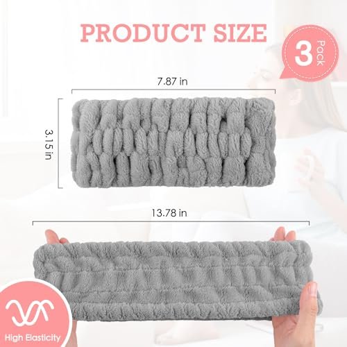 Khrgovd 3-Pack Soft Terry Cloth Spa Headbands for Women – Absorbent Hairband for Facial Cleansing, Makeup Removal, Skincare & Showering - görsel 4