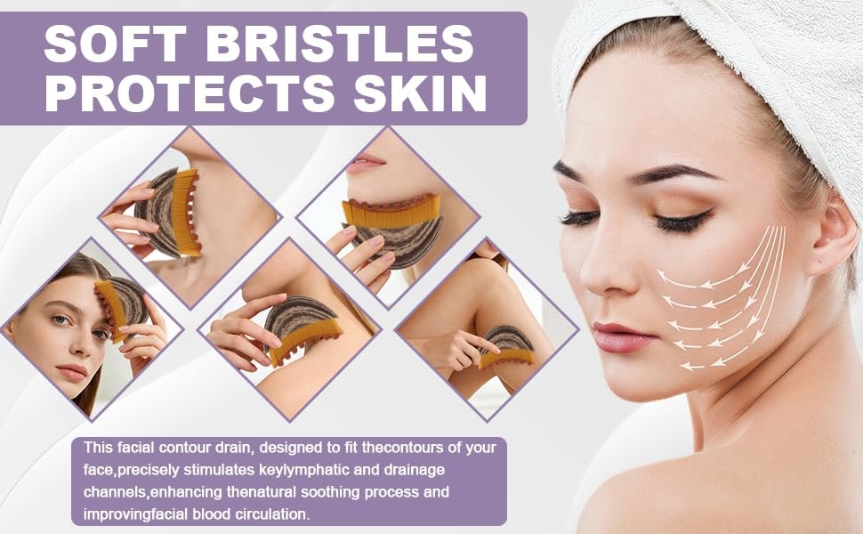 2-Piece Lymph Contour Facial Brush Set for Lymphatic Drainage Massage – Improve Skin Luster & Relieve Fatigue - görsel 14