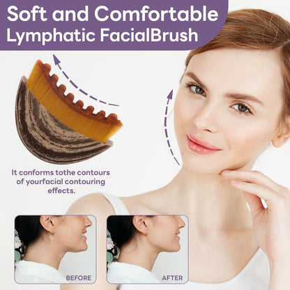 2-Piece Lymph Contour Facial Brush Set for Lymphatic Drainage Massage – Improve Skin Luster & Relieve Fatigue