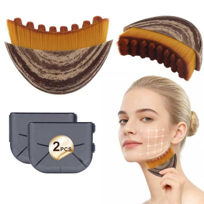 2-Piece Lymph Contour Facial Brush Set for Lymphatic Drainage Massage – Improve Skin Luster & Relieve Fatigue