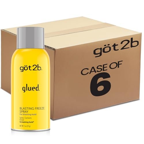 Got2b Glued Travel-Size Blasting Freeze Hairspray, Mini 2 oz Aerosol (Pack of 6) – Strong Hold for On-the-Go Styling Avelisse