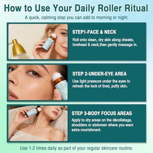 VOGUZY Frankincense and Castor Oil Rose Quartz Roller - Organic Cold-Pressed Face Oil for Firming Skin and Reducing Fine Lines, 50ml Avelisse