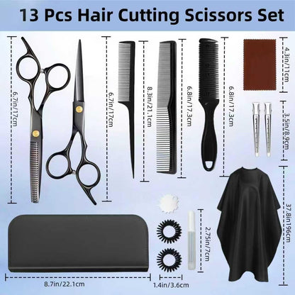 Professional Hair Cutting Scissors Set with Thinning Shears - Stainless Steel Barber Scissors for Men, Women, Kids, Salon & Home Use