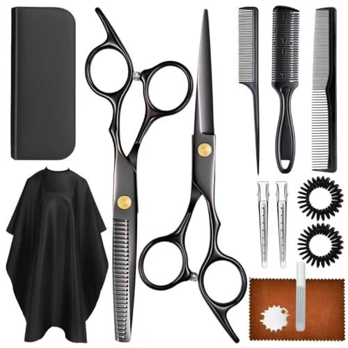 Professional Hair Cutting Scissors Set with Thinning Shears - Stainless Steel Barber Scissors for Men, Women, Kids, Salon & Home Use - görsel 2