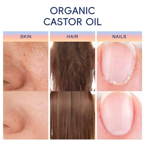 Organic Castor Oil Roll On with Rose Quartz Roller - 100% Pure Cold Pressed, Hexane-Free for Face, Body, Hair & Eyebrows (1.7 Fl Oz) Avelisse