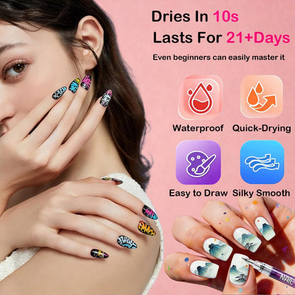 LuneHe life 12 Colors Nail Art Pens Set - Quick Dry Nail Polish Markers for Drawing, Painting & Dotting, DIY Manicure Tools for Home Salon Use Avelisse
