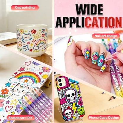 LuneHe life 12 Colors Nail Art Pens Set - Quick Dry Nail Polish Markers for Drawing, Painting & Dotting, DIY Manicure Tools for Home Salon Use Avelisse