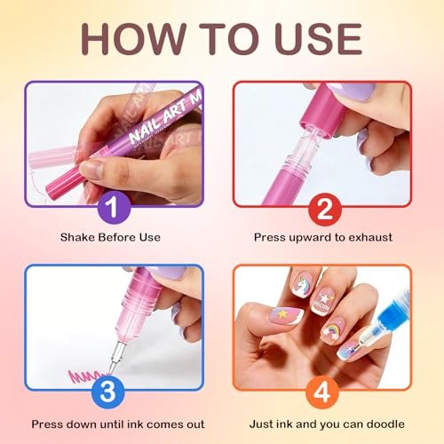 LuneHe life 12 Colors Nail Art Pens Set - Quick Dry Nail Polish Markers for Drawing, Painting & Dotting, DIY Manicure Tools for Home Salon Use Avelisse