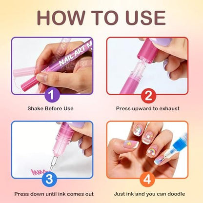 LuneHe life 12 Colors Nail Art Pens Set - Quick Dry Nail Polish Markers for Drawing, Painting & Dotting, DIY Manicure Tools for Home Salon Use Avelisse