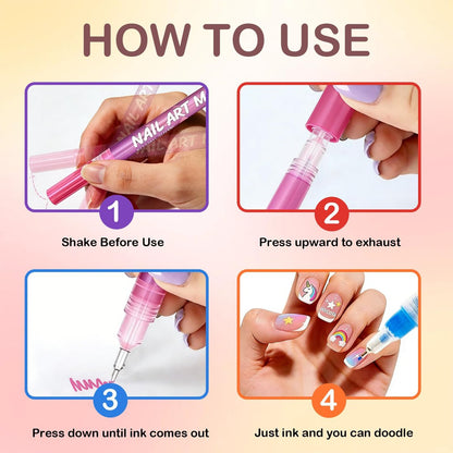 LuneHe life 12 Colors Nail Art Pens Set - Quick Dry Nail Polish Markers for Drawing, Painting & Dotting, DIY Manicure Tools for Home Salon Use Avelisse