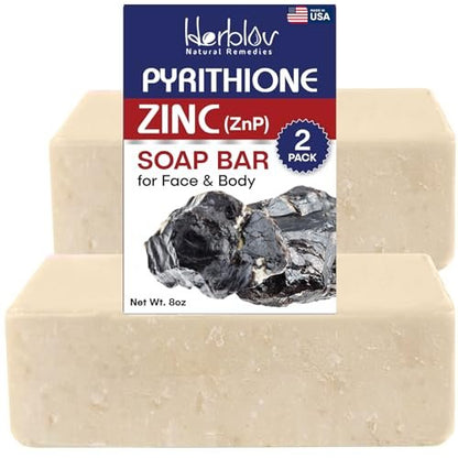 Herblov Zinc Soap Bar with Pyrithione – Gentle All-Natural Face & Body Wash for Oily, Sensitive & Blemish-Prone Skin – Daily Cleansing Exfoliating Bar – Made in USA (4 oz, Pack of 2) Avelisse