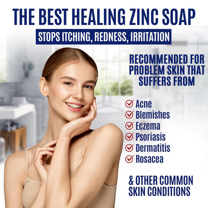 Herblov Zinc Soap Bar with Pyrithione – Gentle All-Natural Face & Body Wash for Oily, Sensitive & Blemish-Prone Skin – Daily Cleansing Exfoliating Bar – Made in USA (4 oz, Pack of 2) Avelisse