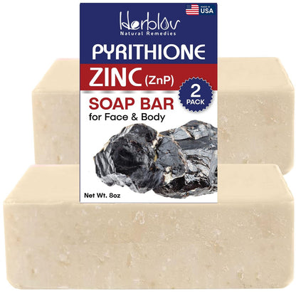 Herblov Zinc Soap Bar with Pyrithione – Gentle All-Natural Face & Body Wash for Oily, Sensitive & Blemish-Prone Skin – Daily Cleansing Exfoliating Bar – Made in USA (4 oz, Pack of 2) Avelisse
