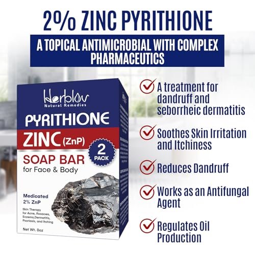 Herblov Zinc Soap Bar with Pyrithione – Gentle All-Natural Face & Body Wash for Oily, Sensitive & Blemish-Prone Skin – Daily Cleansing Exfoliating Bar – Made in USA (4 oz, Pack of 2) Avelisse
