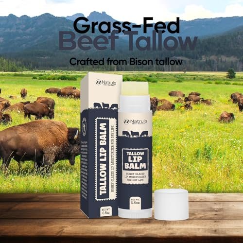 Natrulo Beef Tallow Lip Balm – All Natural Tallow & Beeswax Chapstick – Hydrating Moisturizing Grass Fed Tallow Lip Care – Soothes Chapped, Dry, Sensitive Lips – Long Lasting & Vitamin Rich, Made in USA - görsel 4