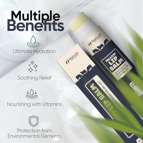 Natrulo Beef Tallow Lip Balm – All Natural Tallow & Beeswax Chapstick – Hydrating Moisturizing Grass Fed Tallow Lip Care – Soothes Chapped, Dry, Sensitive Lips – Long Lasting & Vitamin Rich, Made in USA - görsel 8