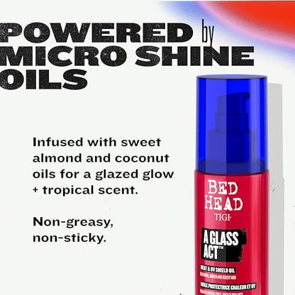 Bed Head by TIGI A Glass Act Multi-Tasking Heat Protectant Oil with UV & Color Defense, Anti-Frizz & Glass-Shine Finishing, 3.62 fl oz Avelisse