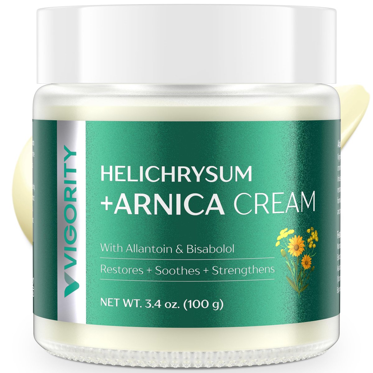 Vigority Arnica Bruise Cream - Extra Strength with Helichrysum, Vitamins K, C & E for Bruises, Mature & Thin Skin - 3.4 oz - görsel 1