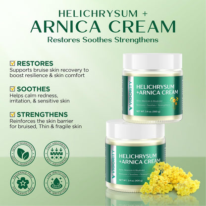 Vigority Arnica Bruise Cream - Extra Strength with Helichrysum, Vitamins K, C & E for Bruises, Mature & Thin Skin - 3.4 oz