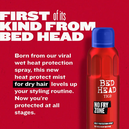 Bed Head by TIGI No Fry Zone Dry Heat Protectant Mist – 450°F Thermal Protection, 72-Hour Humidity Shield & Anti-Static Restyling Spray, 4.5 oz
