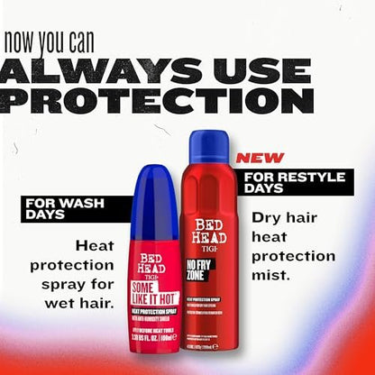 Bed Head by TIGI No Fry Zone Dry Heat Protectant Mist – 450°F Thermal Protection, 72-Hour Humidity Shield & Anti-Static Restyling Spray, 4.5 oz
