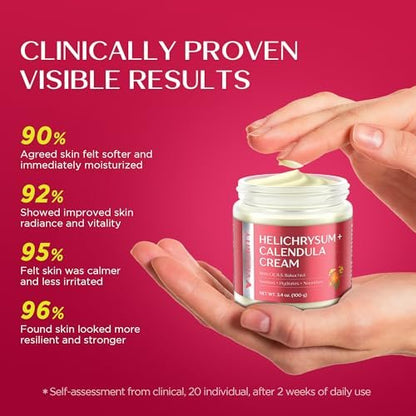 Vigority Calendula Cream – Soothes Mature, Thin & Fragile Skin with Helichrysum, Bakuchiol & CICA – Hydrates, Nourishes & Strengthens Skin Barrier – Non-greasy, Fragrance Free, 3.4 oz Avelisse