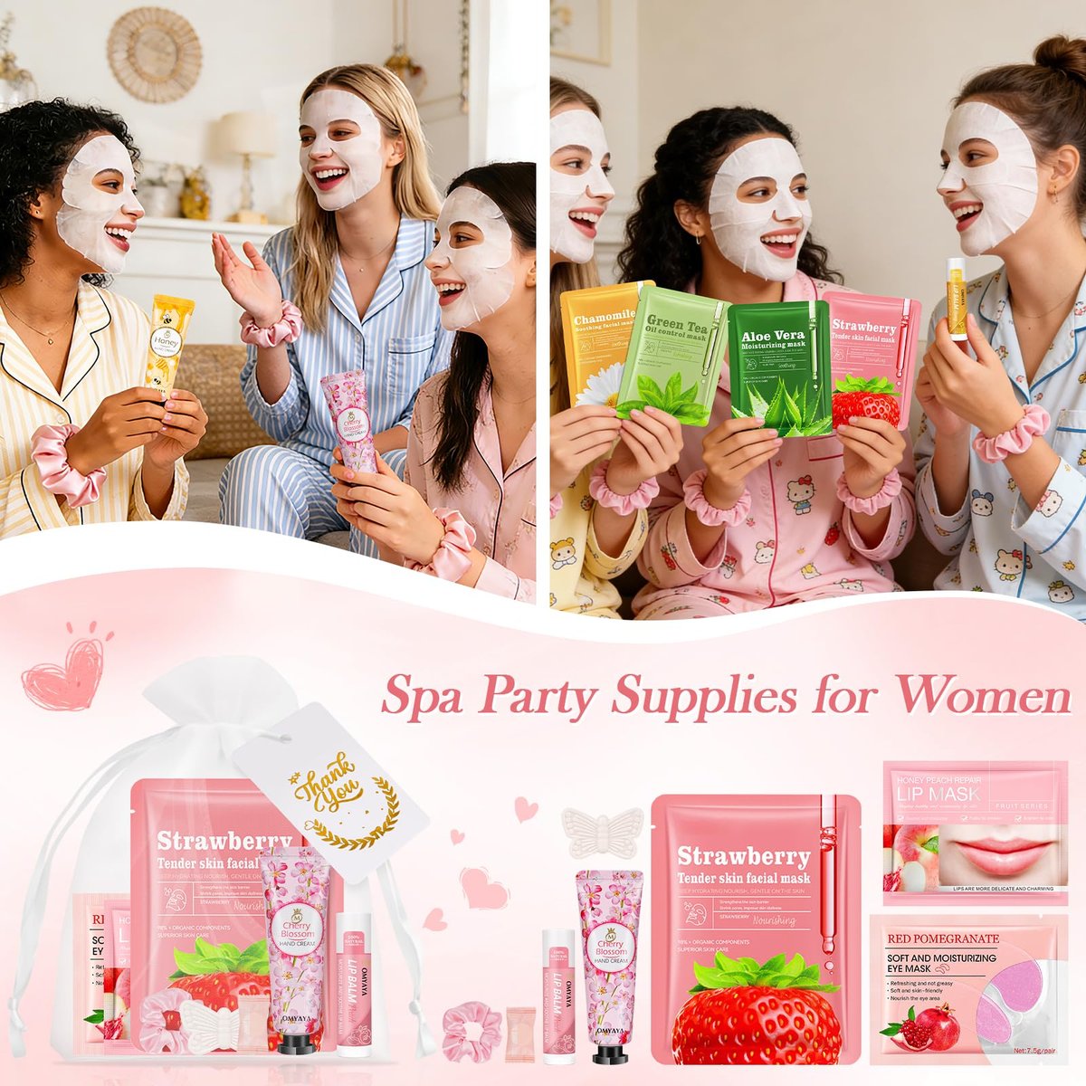 100 Pcs Spa Party Favors for Women – Bulk Facial Mask, Hand Cream, Lip Balms, Under Eye Patches & Lip Mask – Ultimate Spa Sleepover Party Supplies & Mother's Day Gift Avelisse